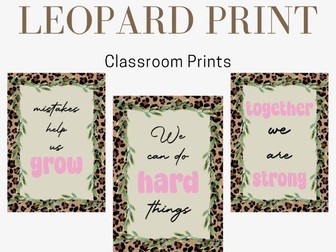 Boho Animal Print Back to School Classroom Decor, Classroom Posters, Growth Mindset printable