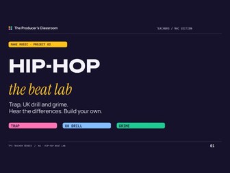Hip-Hop Beat Lab – KS3 Music Technology Scheme (Trap, UK Drill, Grime) | 3 Lessons