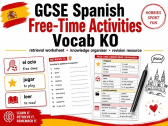 AQA GCSE Spanish Free-Time Activities Vocabulary Knowledge Organiser / Retrieval Resource