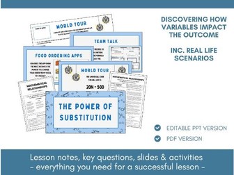 Introduction to Algebra | Substitution | Lesson Notes, Slides & Activities