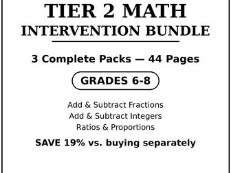 Tier 2 Math Intervention Bundle, Grades 6-8 | 3 Packs RTI MTSS
