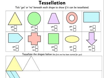 Tessellation Worksheet - Key Stage 2