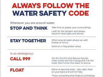 Water Safety Class-based Lesson Plans 5-7 age range (KS1)