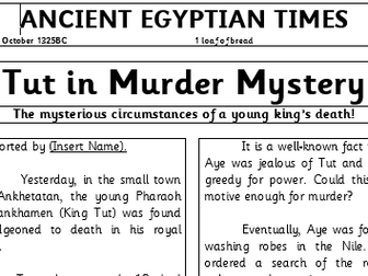 ‘Tut in Murder Mystery’ – Newspaper Report - Talk for Writing Style English Unit (5 Weeks)