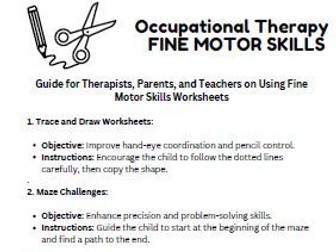 Fine Motor Skills Worksheets OT