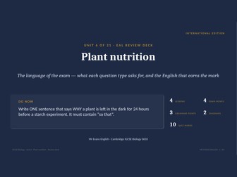 IGCSE Biology 0610 U6 Plant nutrition — EAL