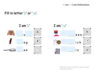 'p' and 'qu' Letter Differentiation (Step-by-Step English Literacy Skills Pack for Diverse Learners)