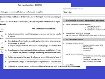 Higher Physical Education Past Paper Questions and Revision Summary