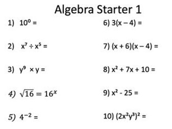 Algebra Starter