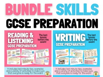 BUNDLE - SPANISH GCSE WRITING + READING and LISTENING SKILLS EXAM PRACTICE AND PREPARATION
