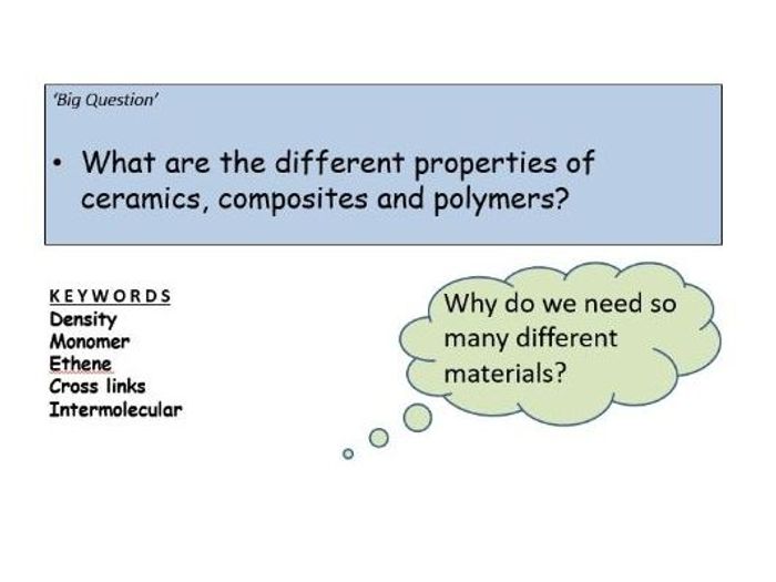 GCSE Chemistry – Ceramic, Polymer, Composite | Teaching Resources