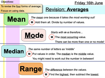 Averages Revision lesson