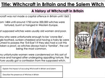 Witchcraft in Britain and the Salem Witch Trials