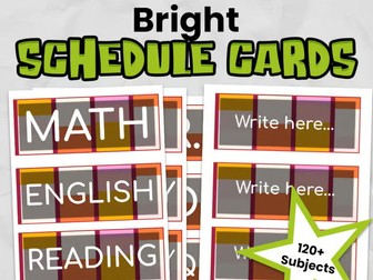 Bright Summer Editable Classroom Timetable Cards with Clocks | Colourful Primary Visual Timetable