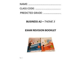 A-Level Business (Edexcel) Question books for Theme 3 - Extension/Consolidation/Remote Learning