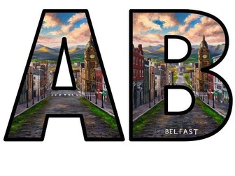 BELFAST European Capital City Lettering Set Instant Display Colourful Whole Alphabet Letters Numbers