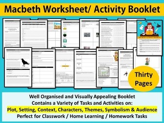 Macbeth Worksheet Booklet Home Learning