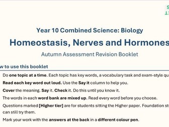 KS4 Homeostasis, Nervous & Endocrine Revision Booklet (AQA)