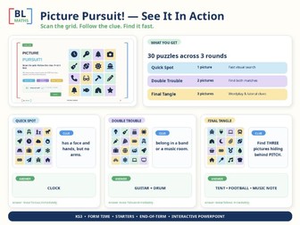 Picture Pursuit! Cryptic Visual Search Interactive Whiteboard Game