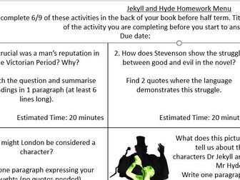 Jekyll and Hyde Homework Menu