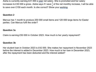2026 AQA Core Maths Pre-release Questions 3 sets for paper 1, 3 sets for paper 2