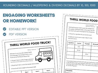Rounding & Multiplying Decimals | Worksheet Homework Task | Mini Project