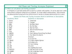 Cell Phone and Texting Acronyms Explanation-Definitions