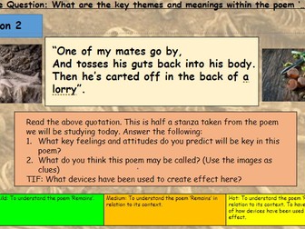 'Remains' Differentiated Poetry Lesson