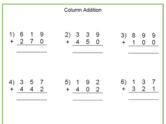 Column Addition (2 & 3 digit numbers)
