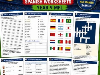 Spanish World Cup 2026 Worksheets | KS3 Y9 | Colour & BW