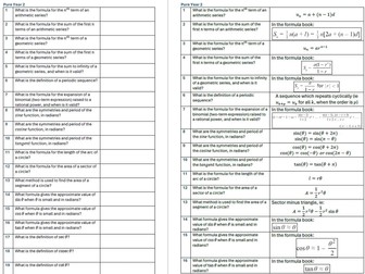 Key Results - Formula Quiz for Edexcel A-level Maths