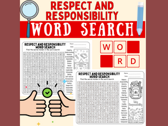 Respect and Responsibility Word Search | SEL Vocabulary Puzzle | Social Skills Activity