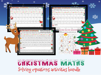 Christmas maths: solving equations activities bundle