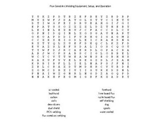 Flux Cored Arc Welding Equipment Word Search for a Metal Fabrication Course