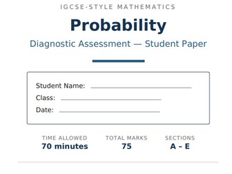 IGCSE-Style Mathematics – Statistics Diagnostic Assessment | Questions + Full Mark Scheme