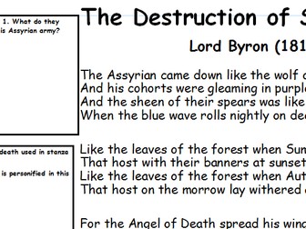 Partially Annotated Poem - The Destruction of Sennacherib - LORD BYRON