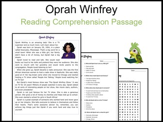 Oprah Winfrey Reading Comprehension and Word Search