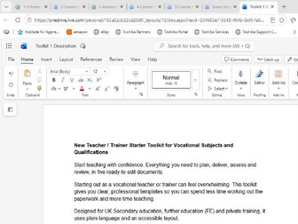 New Teacher / Trainer Starter Toolkit for Vocational subjects and qualifications