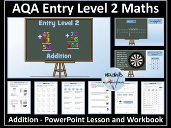 AQA Entry Level 2 Maths - Addition - Workbook and PowerPoint Lesson