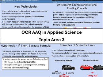 OCR AAQ in Applied Science: Scientific developments