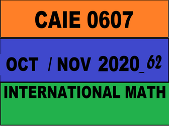 Guided Solution CAIE International Mathematics 0607 October November 2020 Paper 62