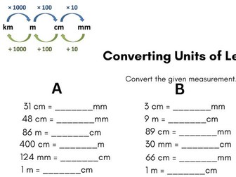 Converting units of measure worksheet (metric)