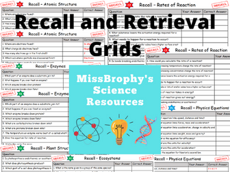 GCSE Recall and Retrieval Grids - Biology