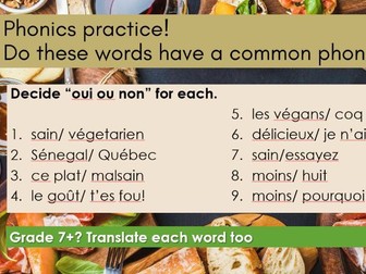 NEW GCSE Pearson Edexcel Module 4 Zone de culture Sain ou malsain?