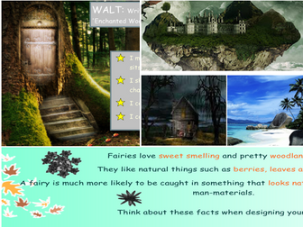 KS1 Year 2 literacy Enchanted Woods topic. IWB Lesson starters and writing activities.