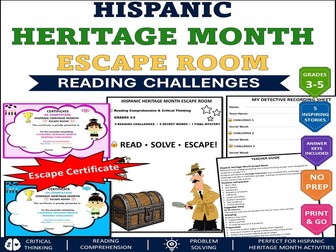 Hispanic Heritage Month Escape Room | Reading Comprehension & Critical Thinking Grades 3-5