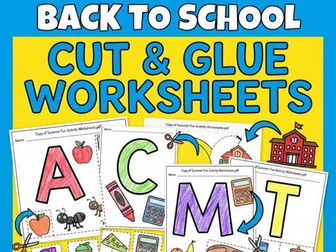 Back to school : Alphabet Cut and Glue Worksheets | Phonics & Letter Recognition