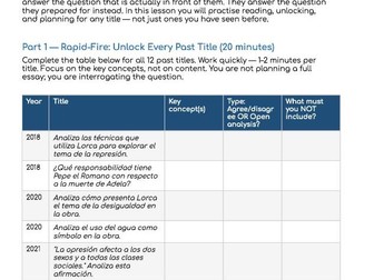 AQA A Level Spanish   Essay Workshop -7 worksheets to write a great essay - La casa de Bernarda Alba