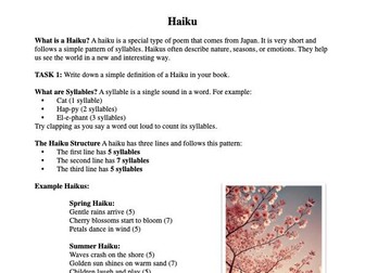 Haiku Worksheet