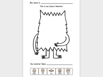 Editable Colour Monster Feelings Worksheet